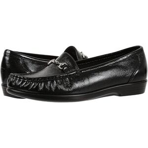 SAS METRO Size 7.5WW Comfort Loafer Shoes Black Leather Horsebit Extra Wide